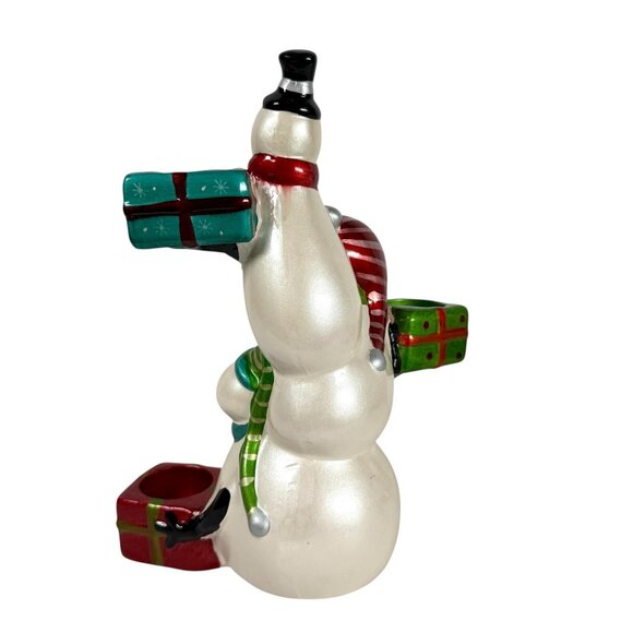 Pier 1 Totem Snowman Stacked Trio TeaLight Candle Holder 12" Tall - Picture 3 of 6